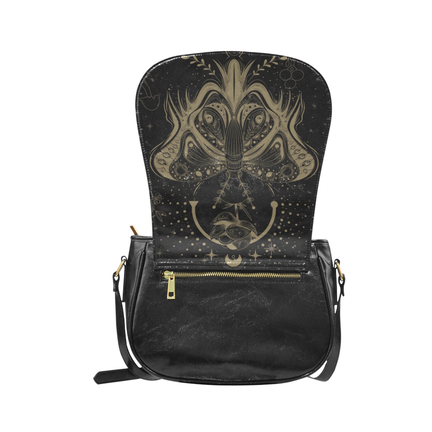 Lotus Moth Witch Vegan Leather Cottagecore Saddle Bag