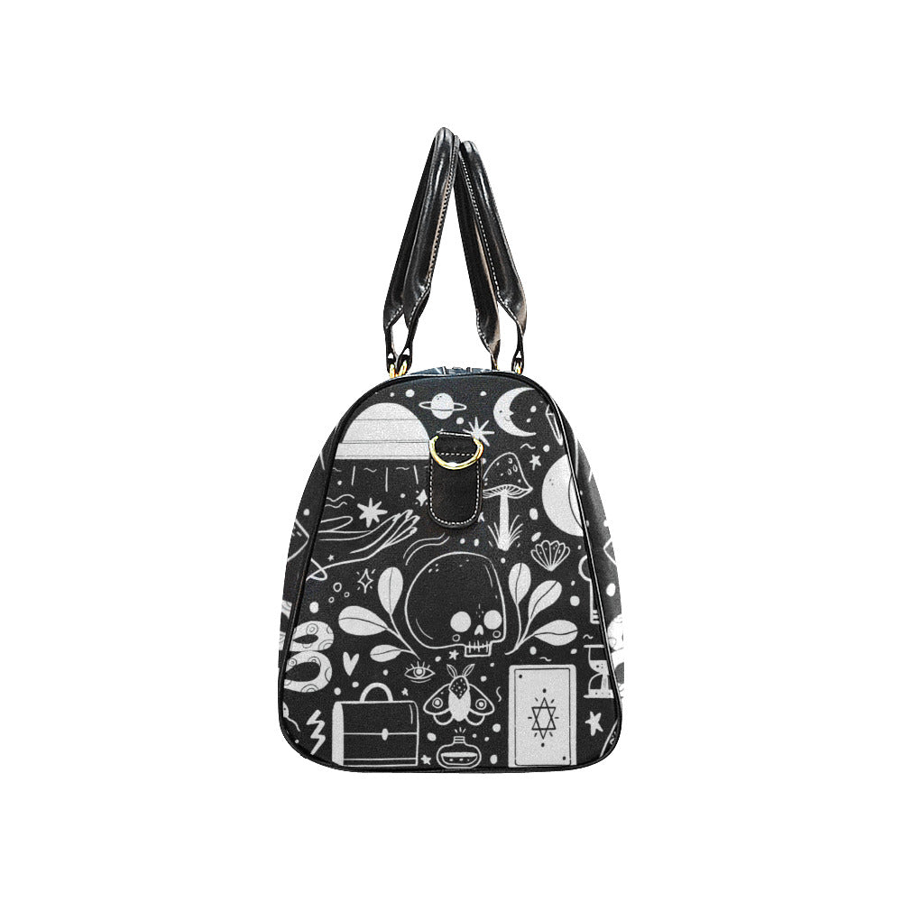 Black mystical UFO small fashion duffle weekender Travel Bag
