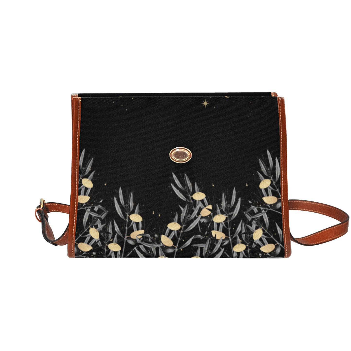 Olive tree moon phase butterfly Witchy canvas satchel Bag
