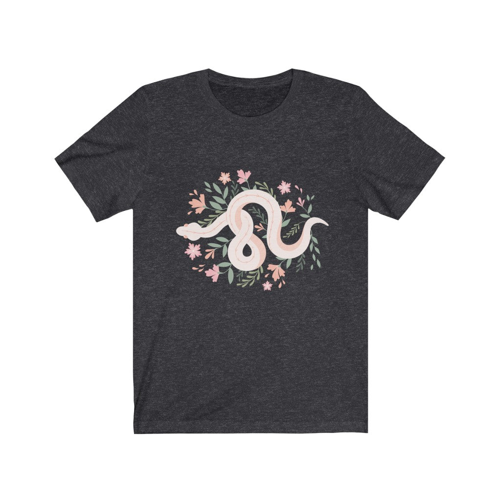 Snake Floral boho witch cottagecore Jersey Short Sleeve Heather Tee
