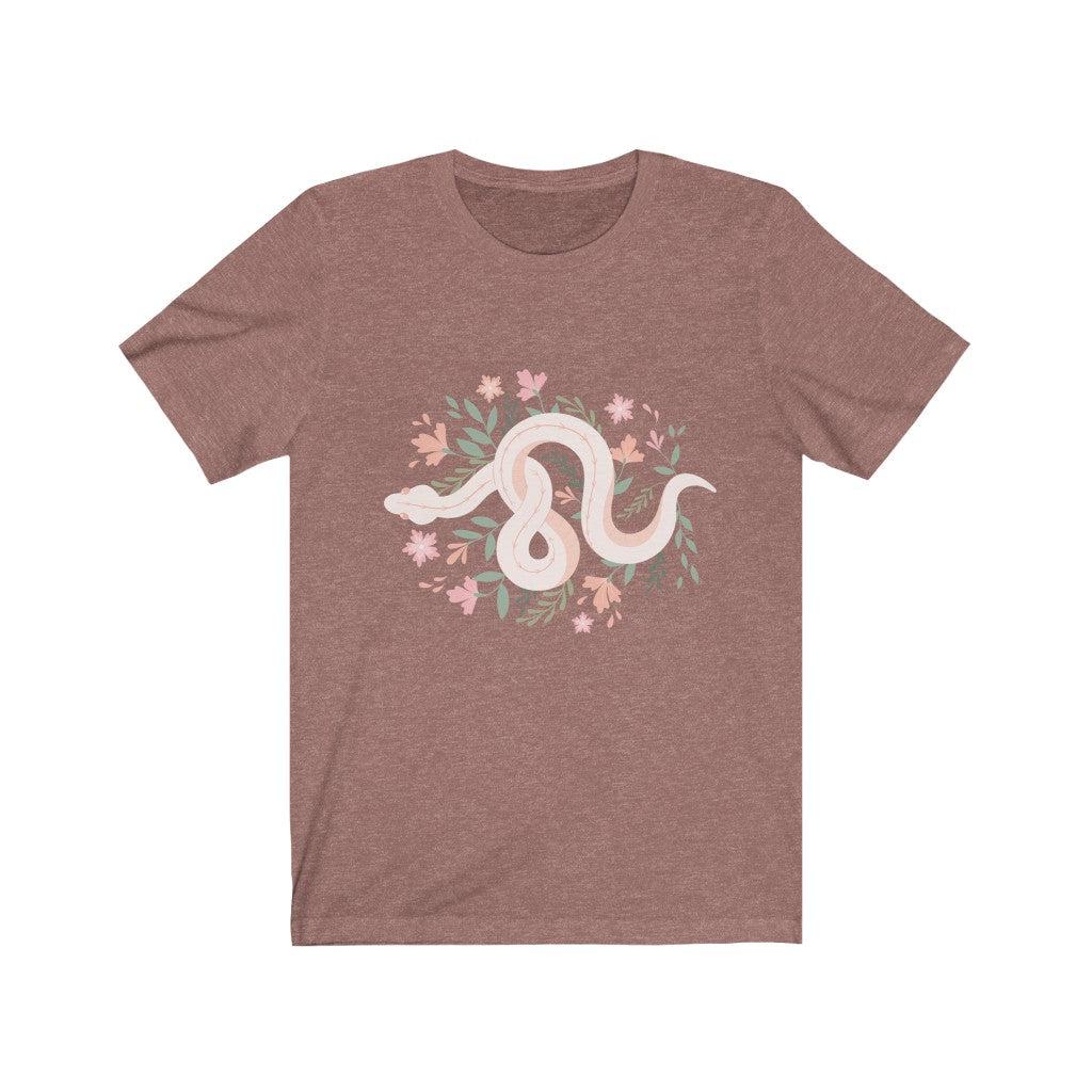 Snake Floral boho witch cottagecore Jersey Short Sleeve Heather Tee