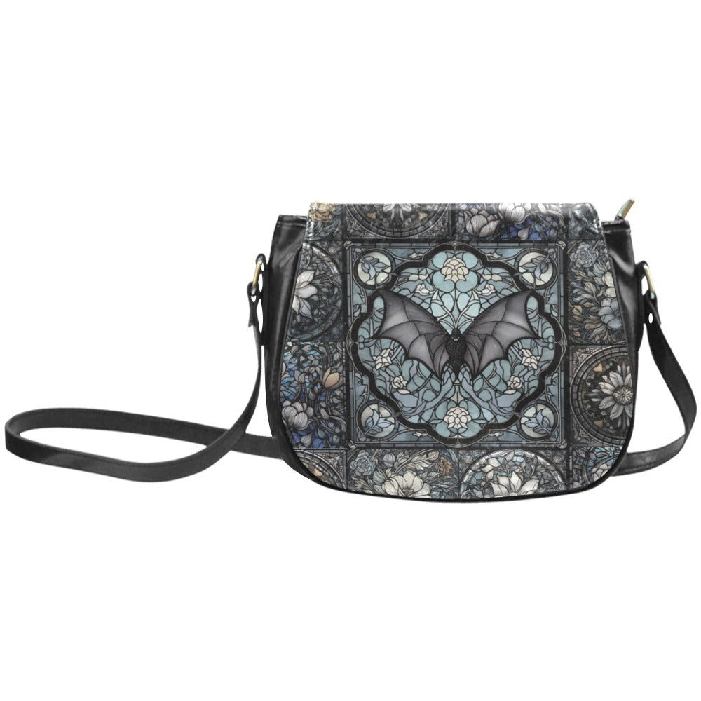 Medieval Goth Stained Glass Bat Saddle Bag | Sense Forest