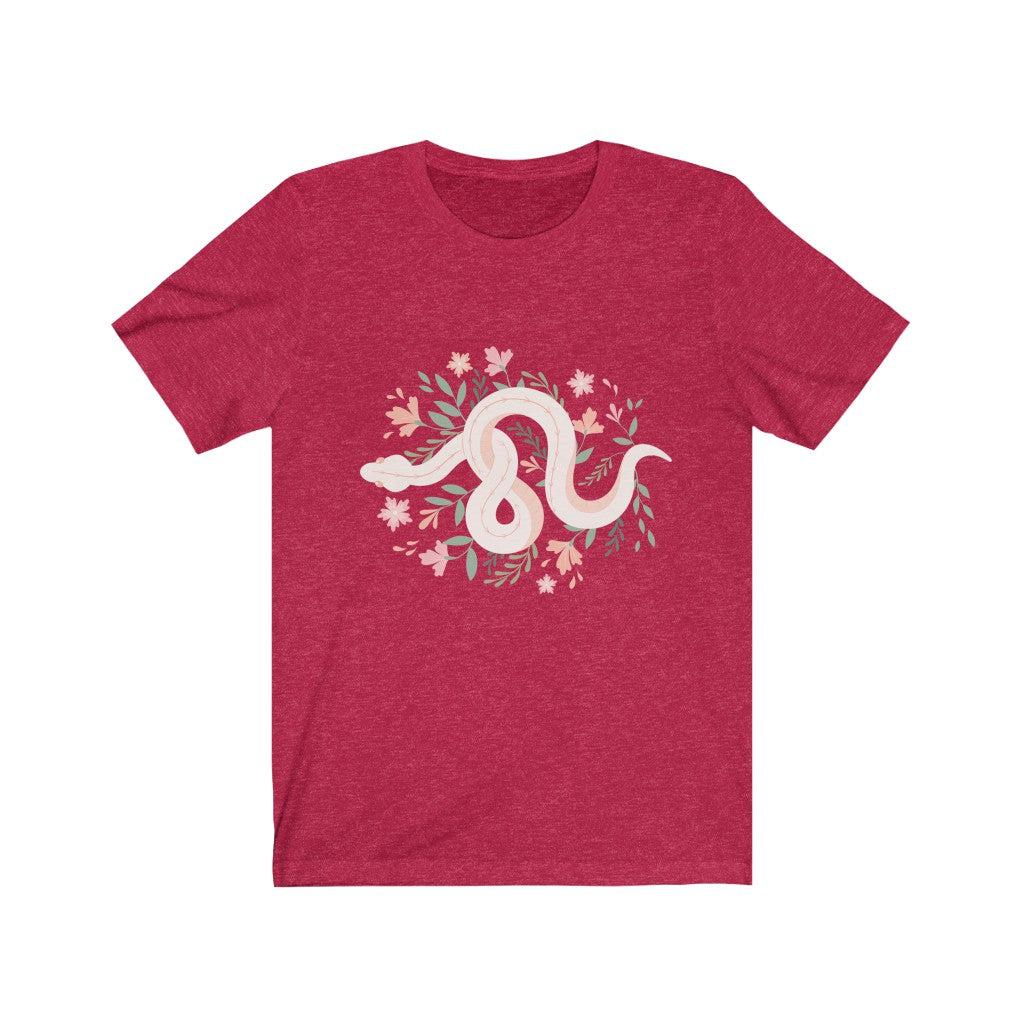 Snake Floral boho witch cottagecore Jersey Short Sleeve Heather Tee