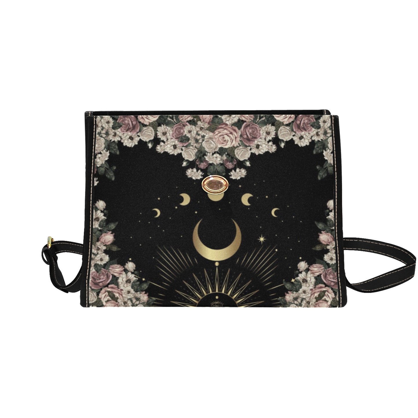BLACK MOON ROSE WITCHY CANVAS SATCHEL BAG
