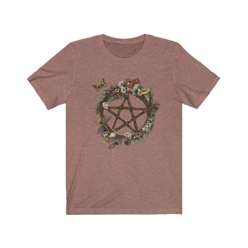 Cottagecore Pentagram Forest Wreath Tee