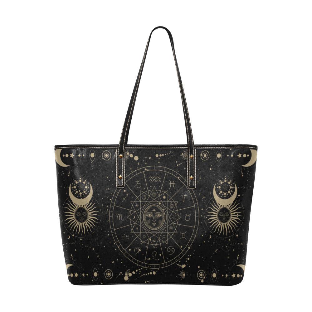 Astrology Zodiac Vegan Leather Zip top tote