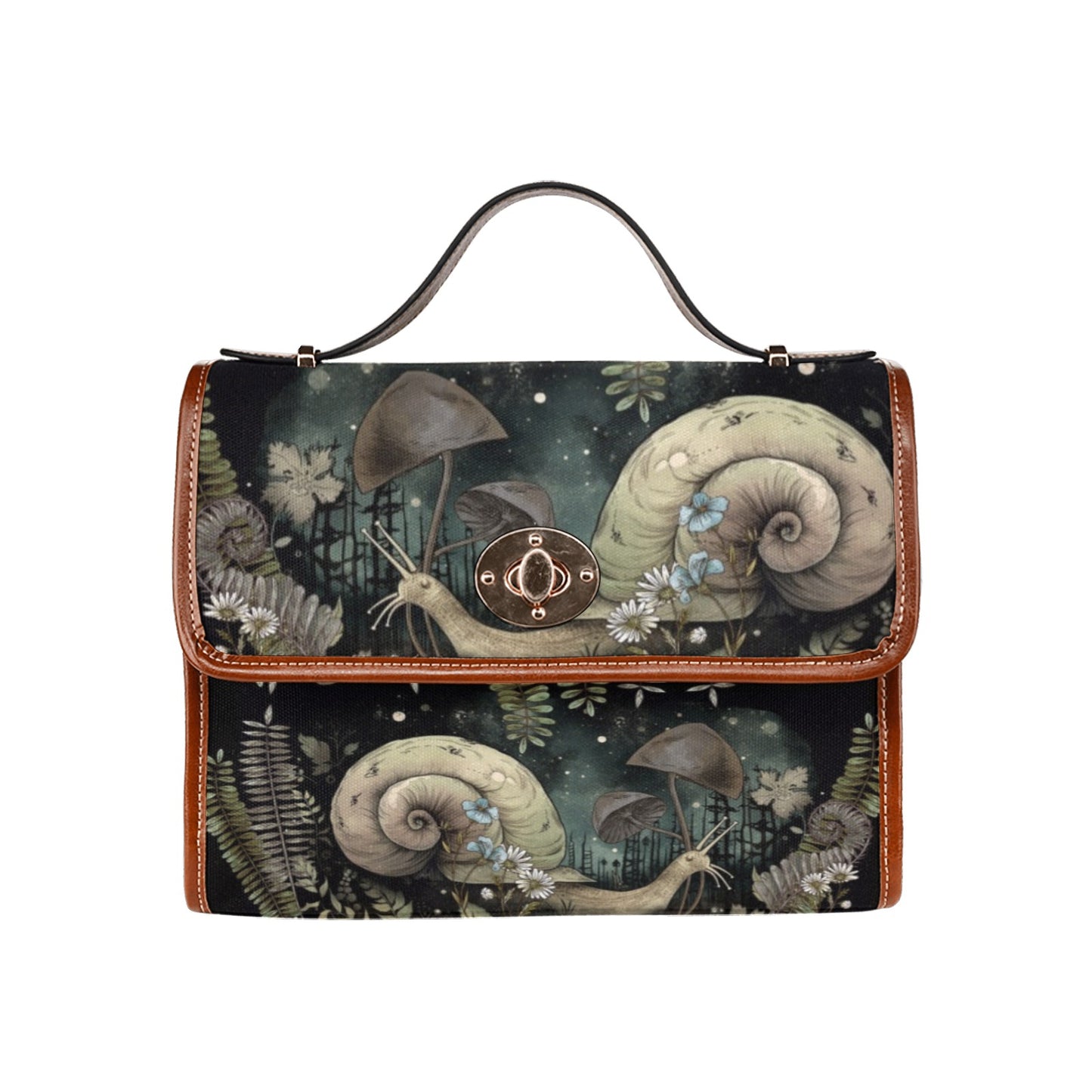 Snail forest canvas satchel bag