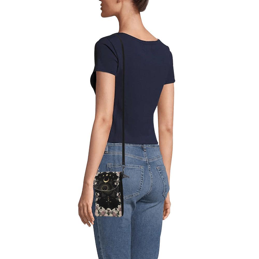 Pale rose moon phase Cottagecore mini sling phone Purse