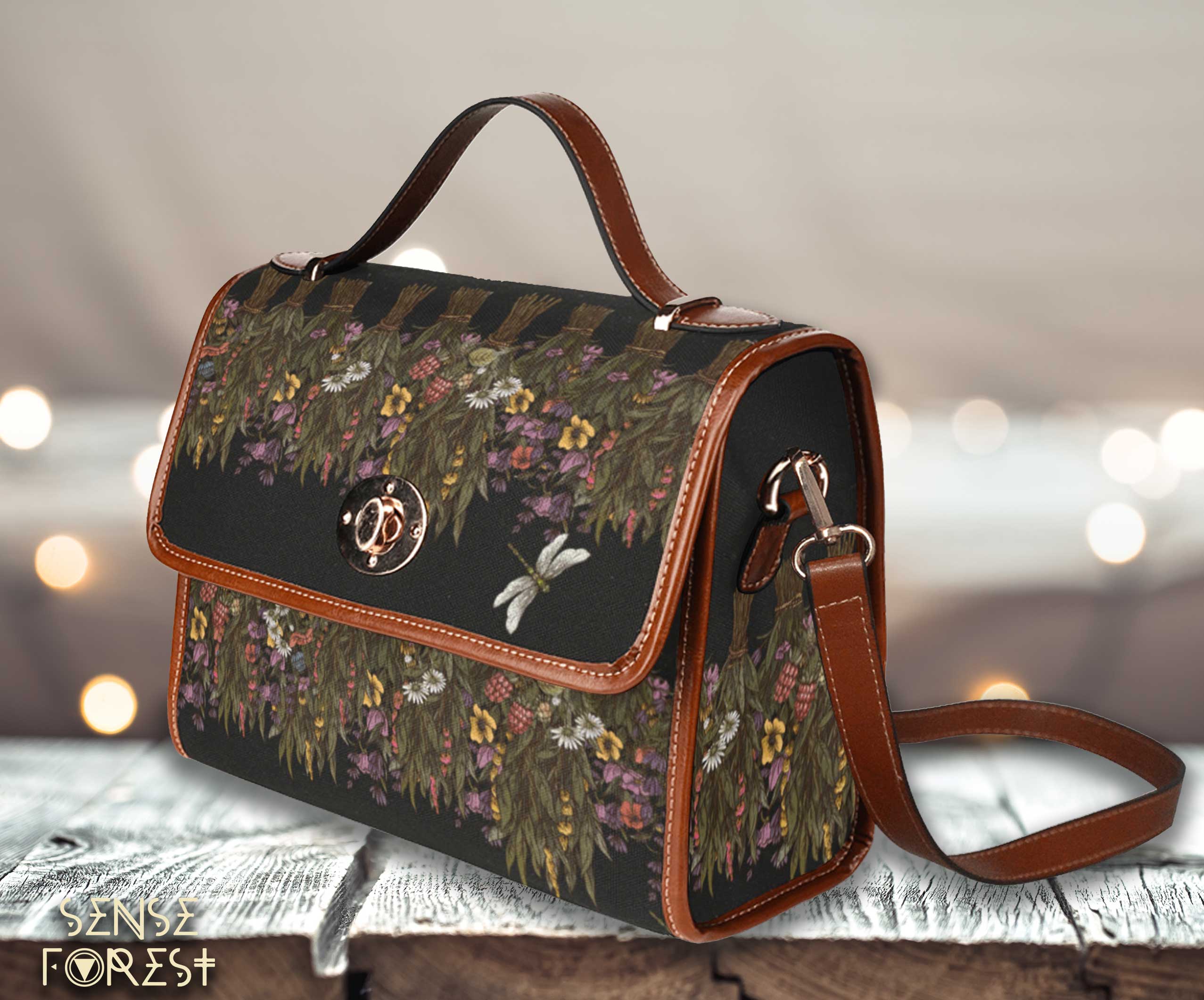 Dried flower Cottagecore Canvas satchel Bag | Sense Forest