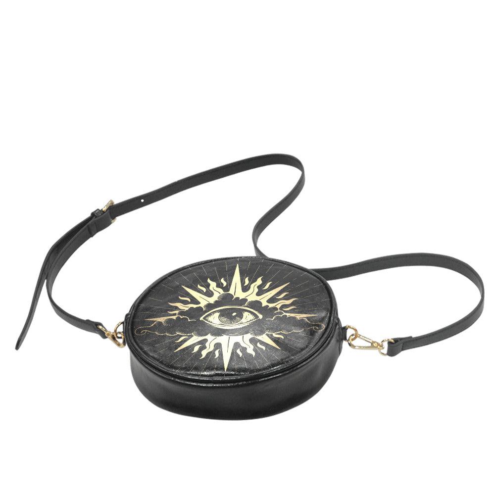 Cloud Eye Vegan leather Witchy Round Drum Bag