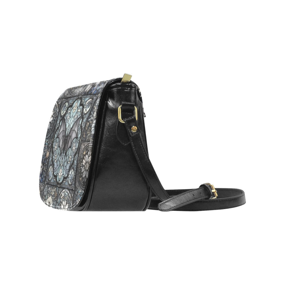 Medieval Goth Stained Glass Bat Saddle Bag | Sense Forest