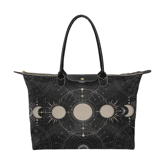Moon phase witch zip tote Women's Classic Handbag