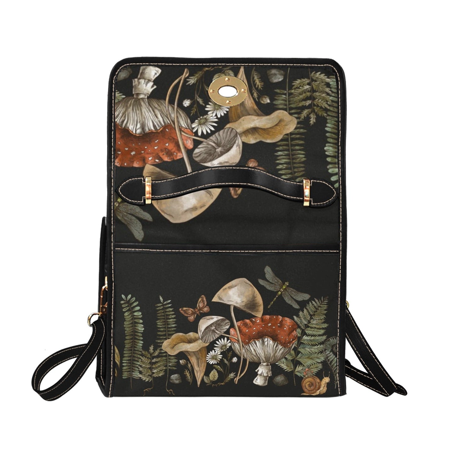 Black Forest witch cottagecore magic mushroom canvas satchel bag - sense forest