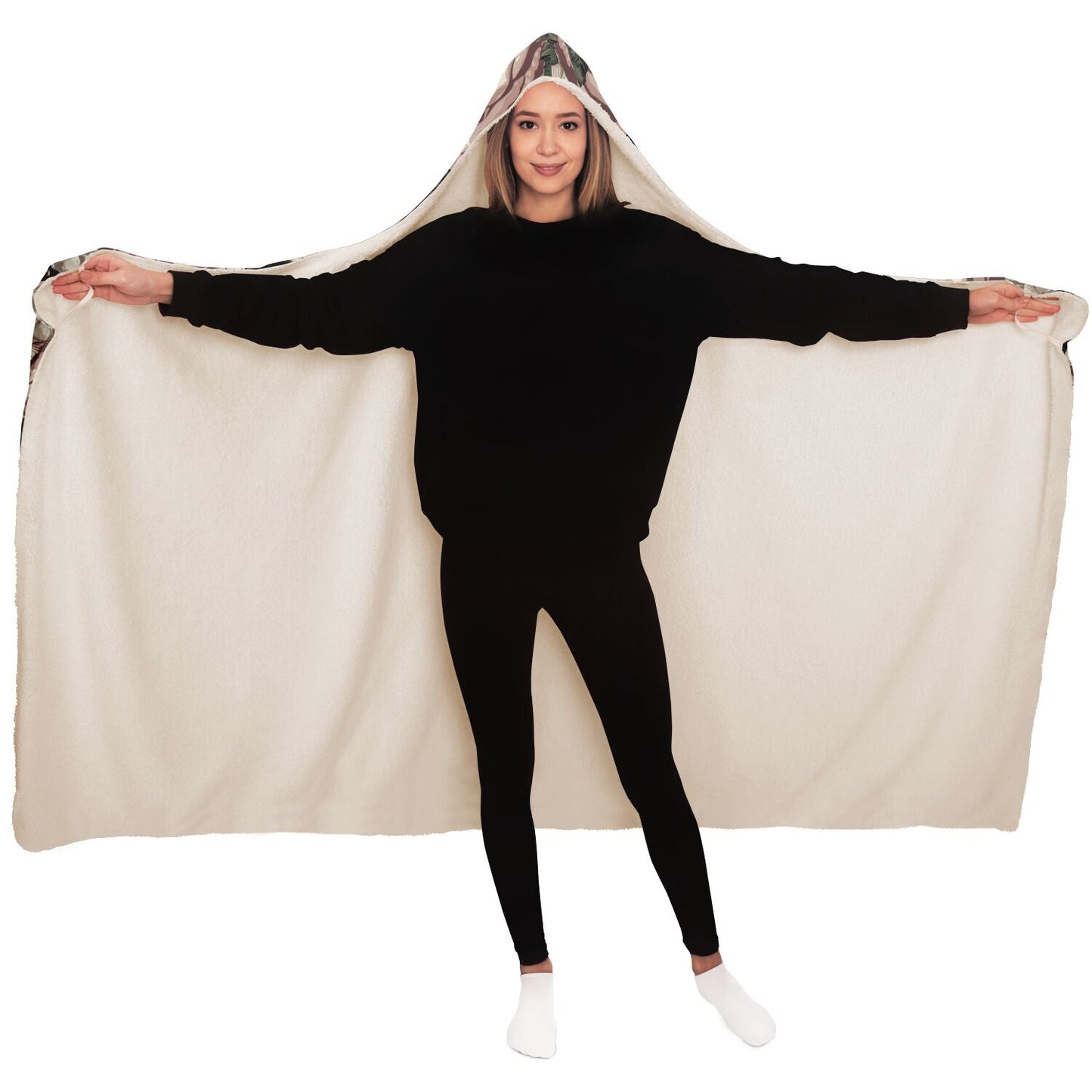 Boho Pale Rose Moon Phase Witchy Hooded Blanket - sense forest