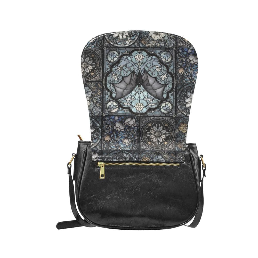 Medieval Goth Stained Glass Bat Saddle Bag | Sense Forest