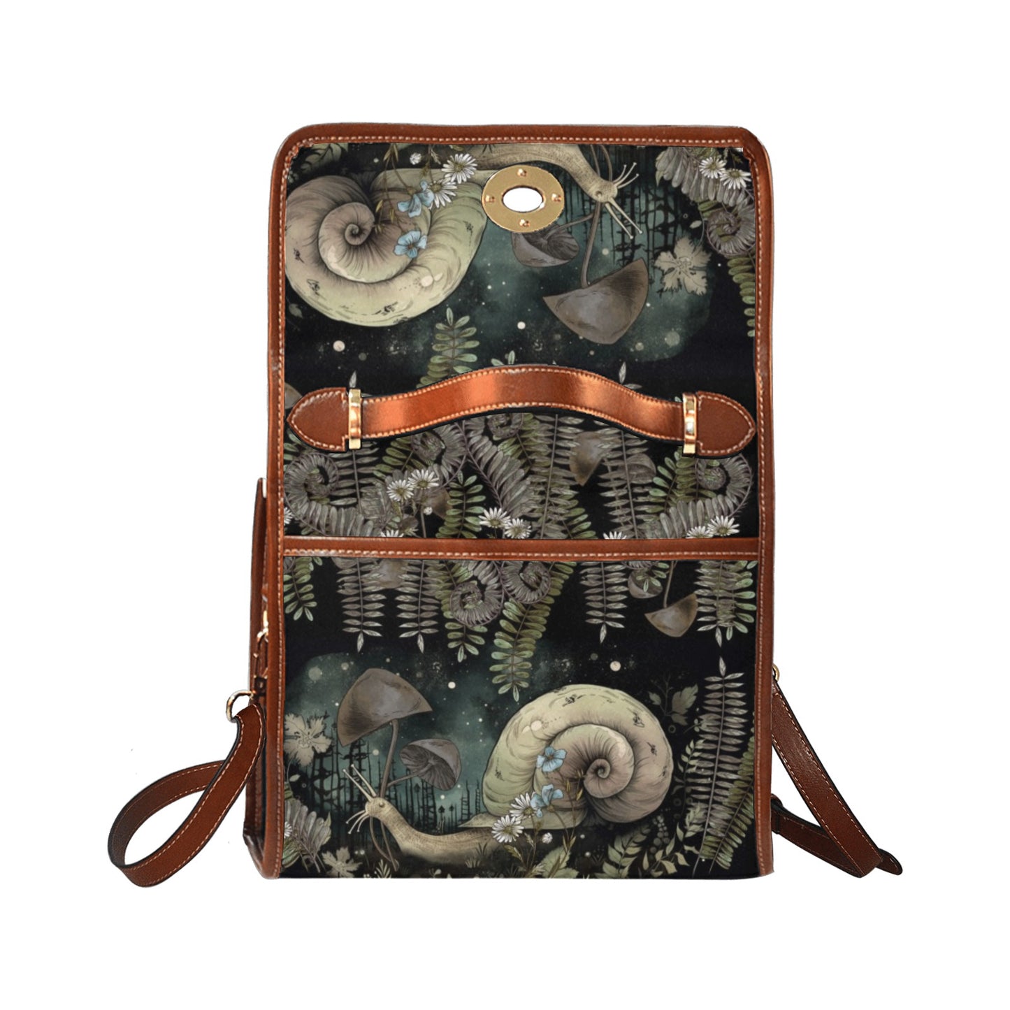 Snail forest canvas satchel bag
