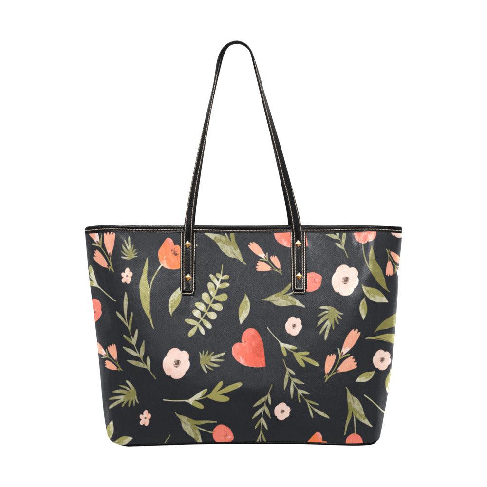 Cottagecore dried flower Ritual Vegan Leather Zip top Tote Bag - sense forest