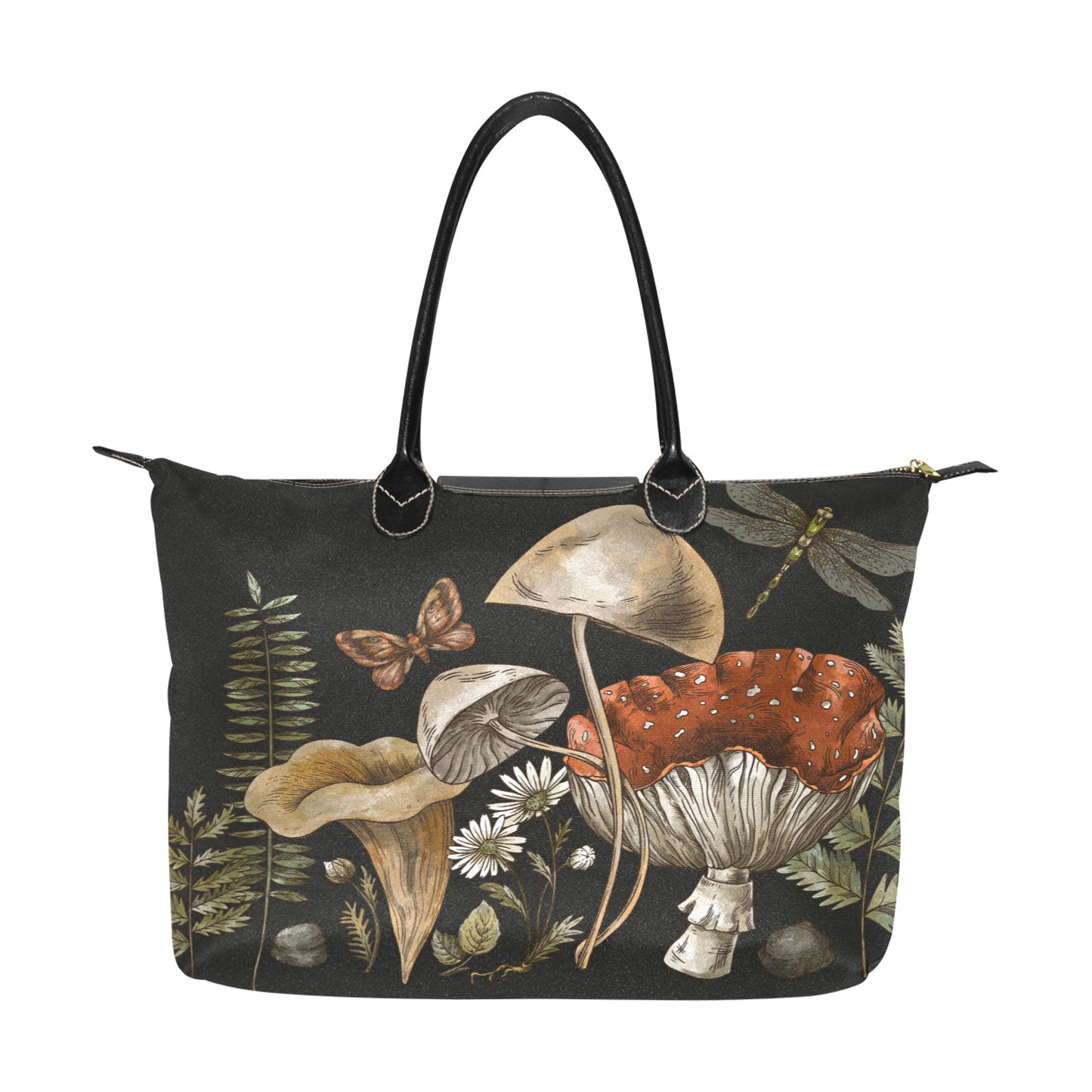 Forest witch mushroom fern cottagecore Women's Classic fabric zip tote Handbag