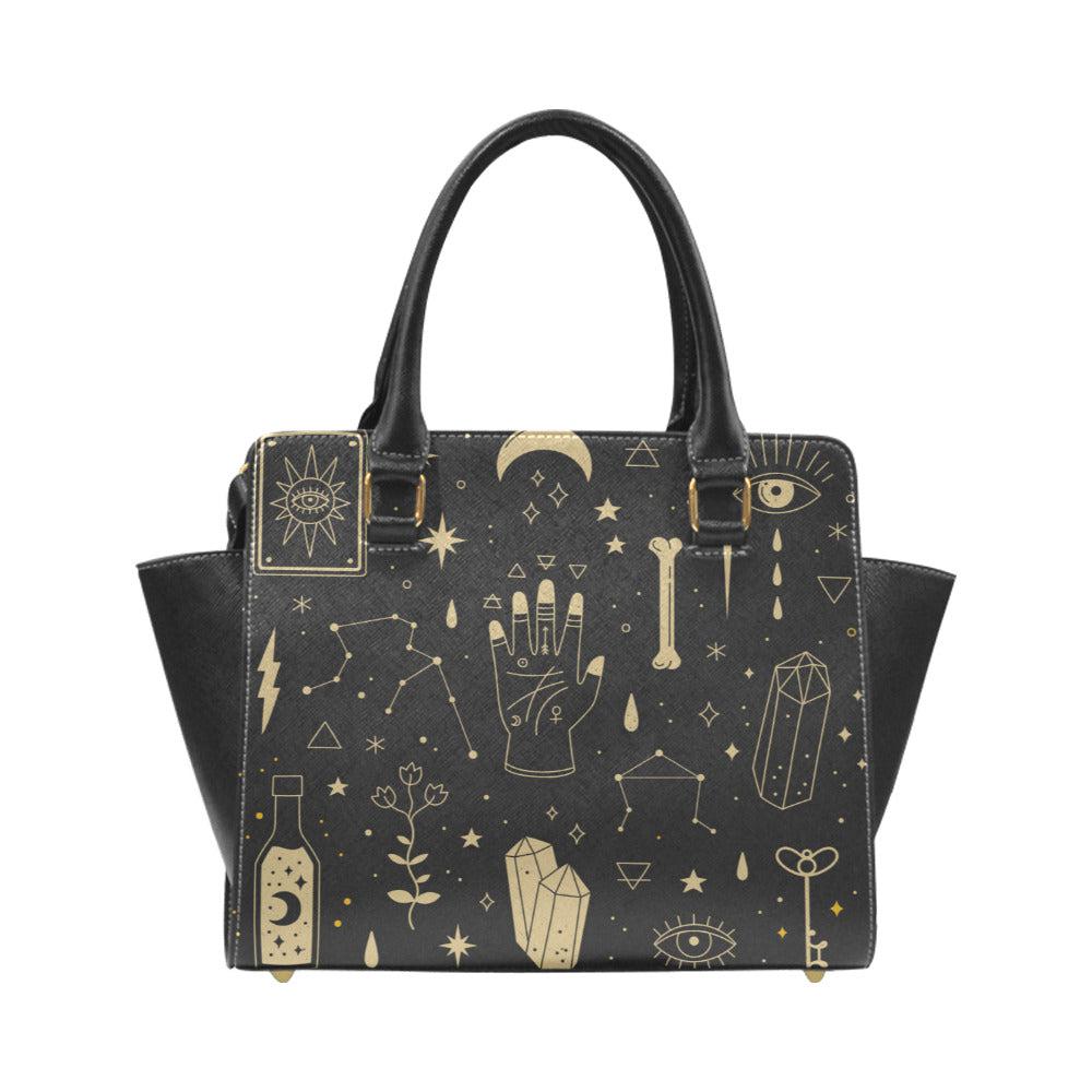 Witchy goth purse - premium Classic Studs Trapeze handbag with strap Handbag