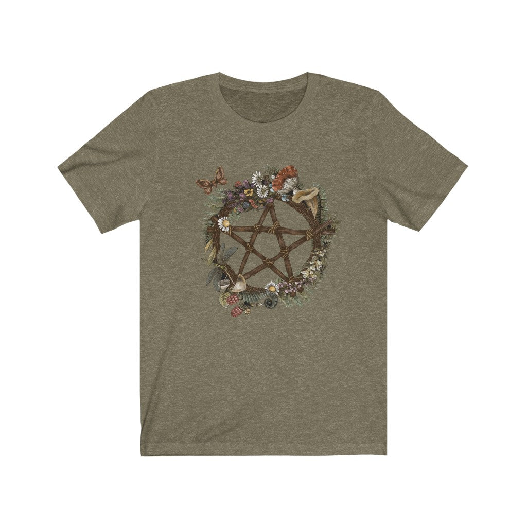 Cottagecore Pentagram Forest Wreath Tee