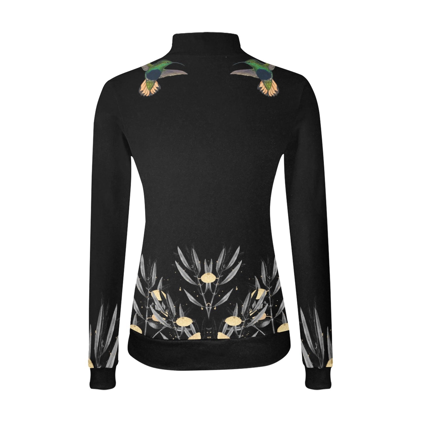 Humming Bird Witch Moon Phase Long Sleeves Shirt witchy All Over Print Mock Neck Sweater