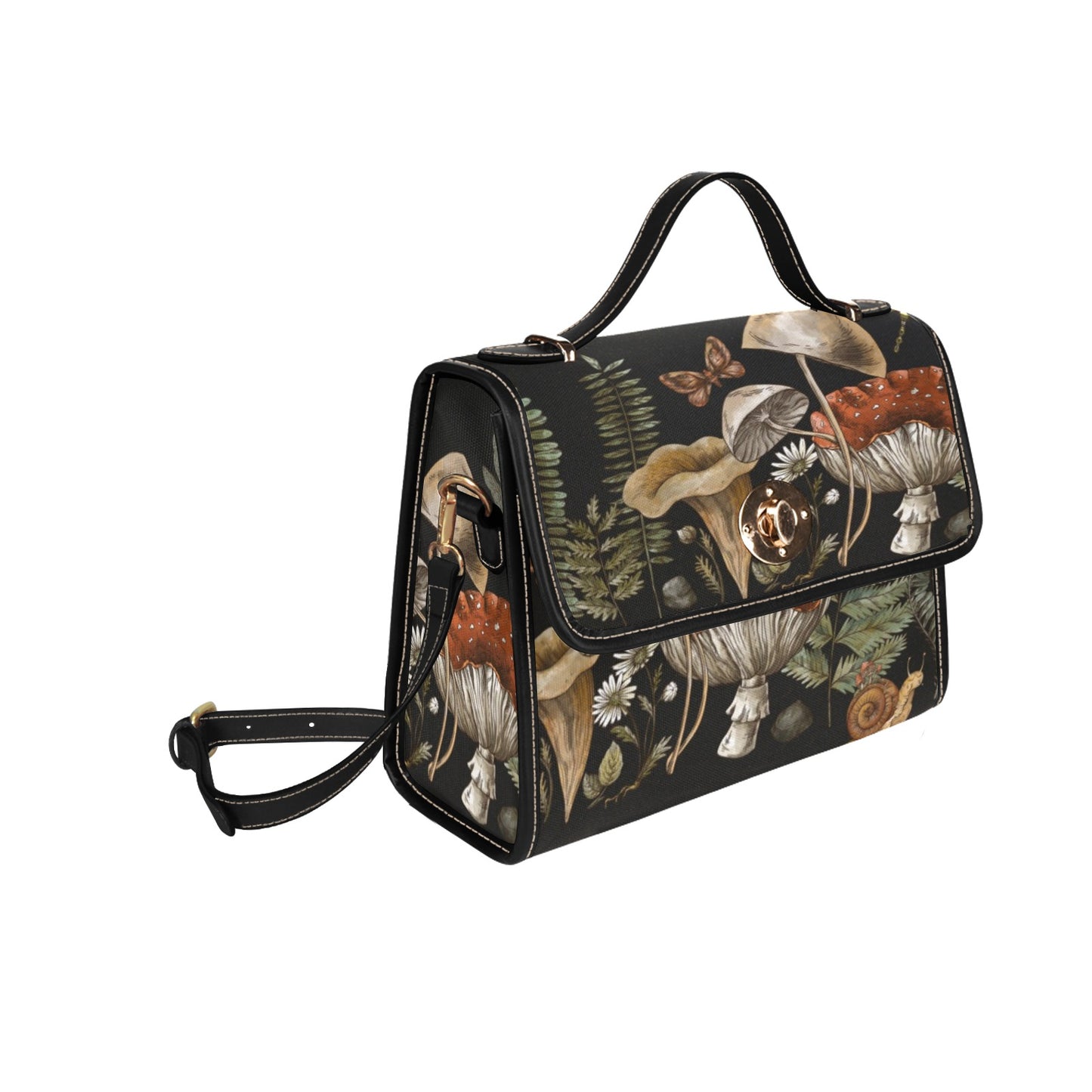 BLACK FOREST WITCH COTTAGECORE MAGIC MUSHROOM CANVAS SATCHEL BAG sense forest