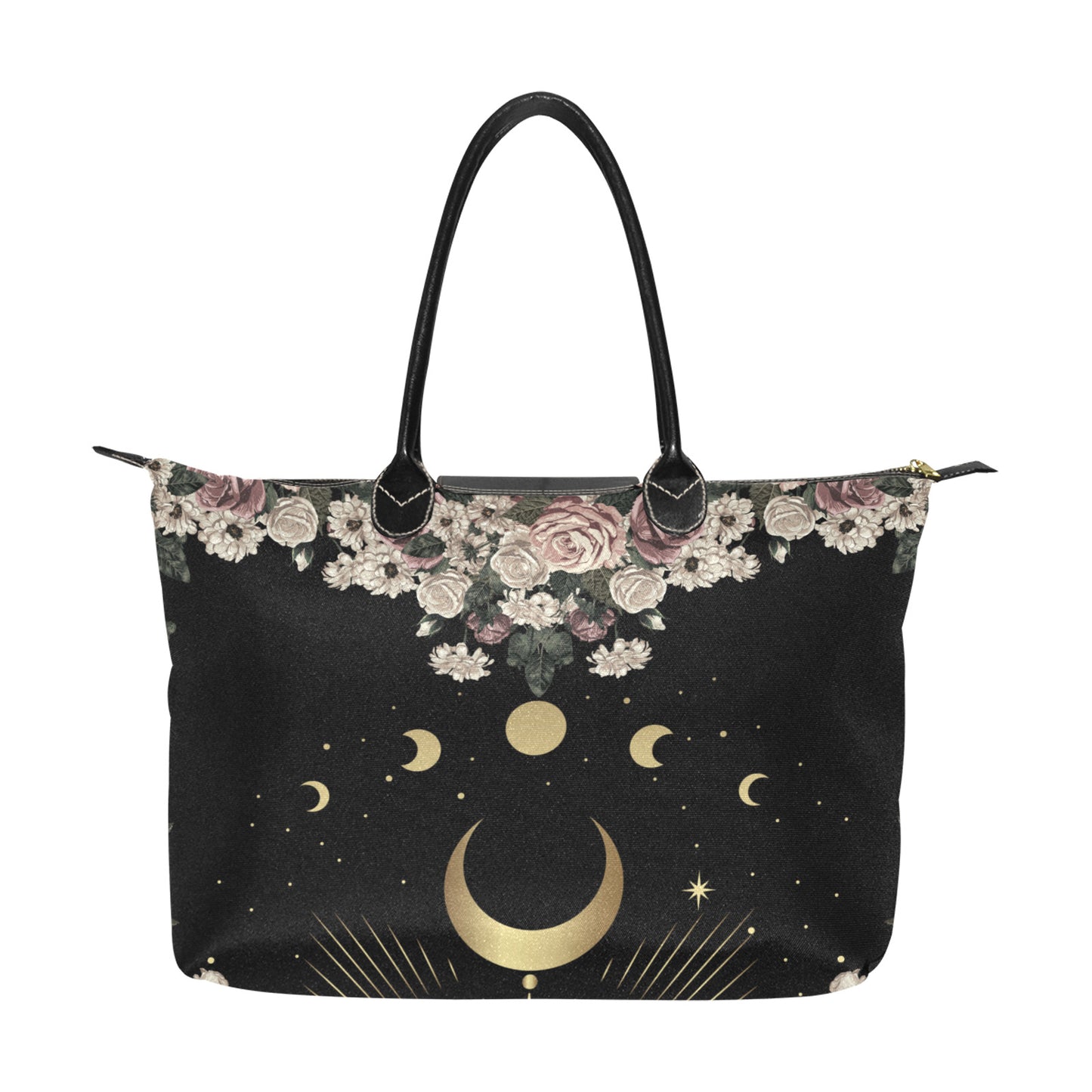 Pale rose moon phase Witch zip tote Women's Classic Handbag