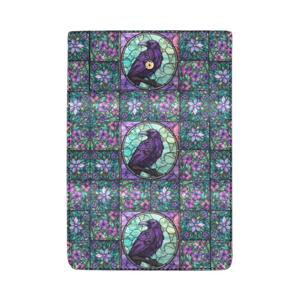 Medieval Goth Stained Glass Crow Trifold Wallet | Sense Forest