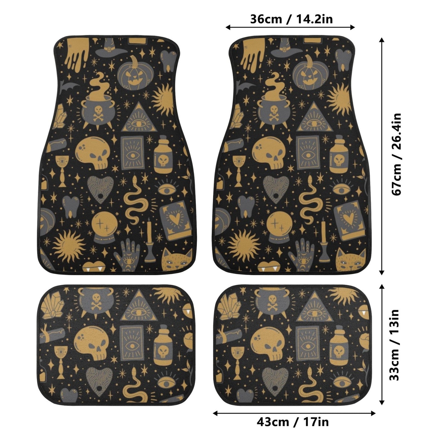 Halloween Spooky kawaii goth Back and Front Car Floor Mats - sense forest