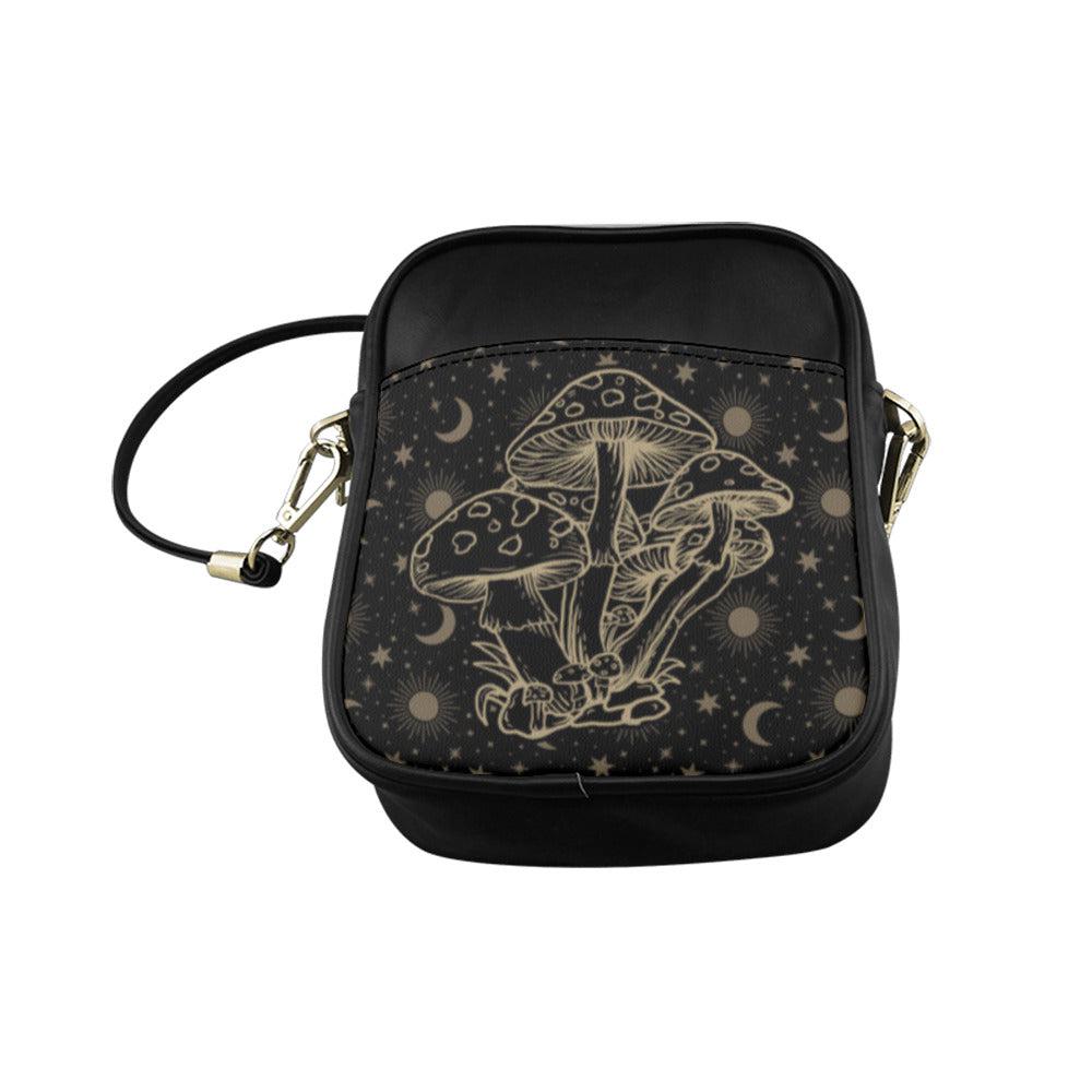 Magic mushroom celestial mini witch Sling Bag - sense forest