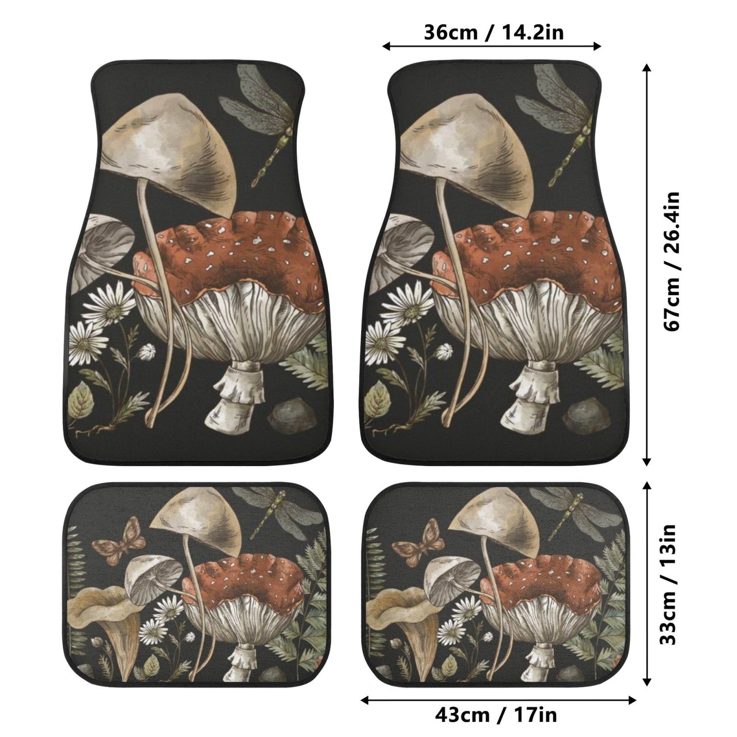 Magic mushroom Forest Back and Front Car Floor Mats - sense forest