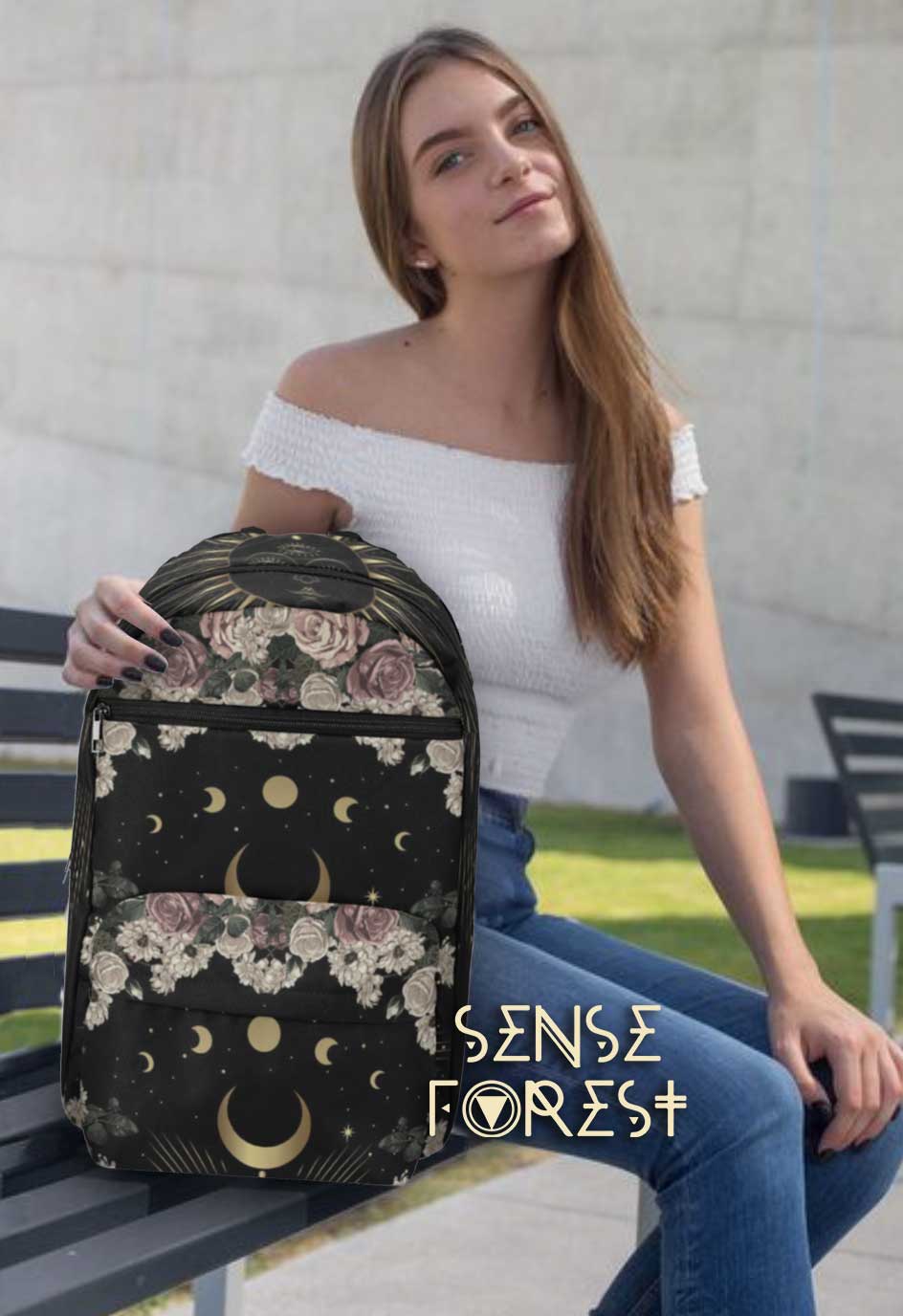 Pale Rose Moon Phase backpack - sense forest