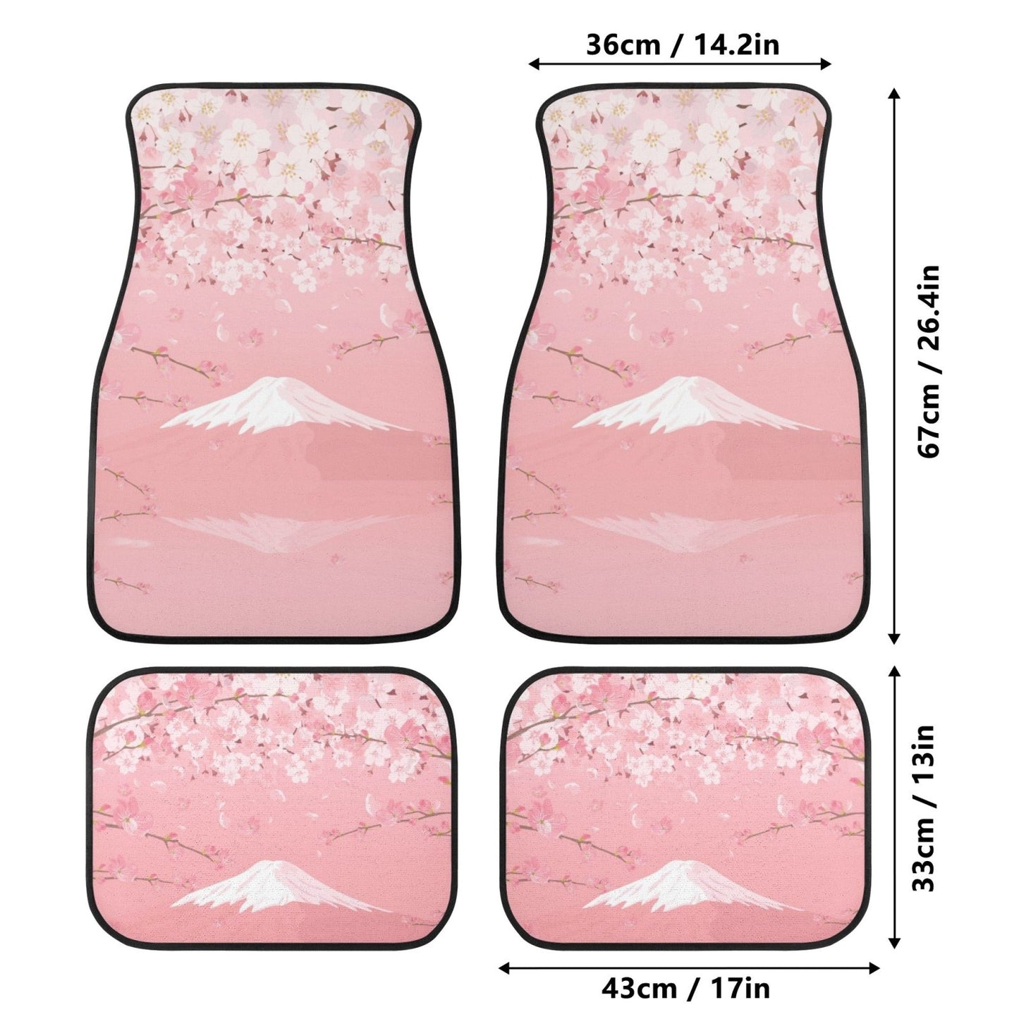 Pink Fuji Cherry Back and Front Car Floor Mats - sense forest