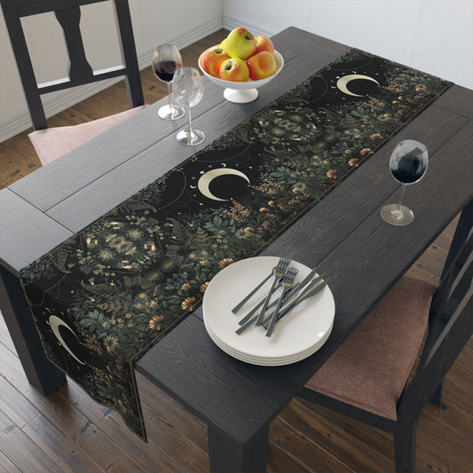 Dark Cottagecore wildflower lush forest dinner table runner