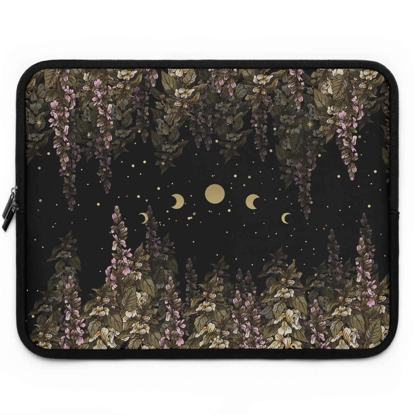 Foxglove flowers moon phase laptop sleeve travel case |Sense Forest