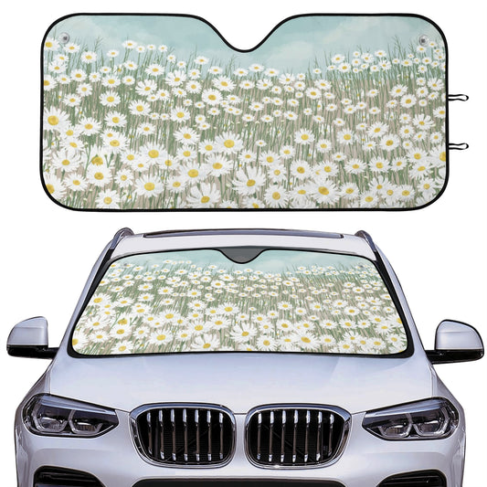 Spring Daisy Blue Sky Cottagecore Car windshield Sun Shade | Sense Forest