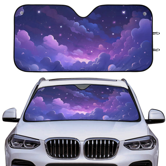 Purple Whimsical Sky Car Windshield Sun Shade | Sense Forest