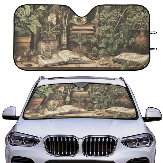 Olive green herbalist green witch car sunshade by sense forest