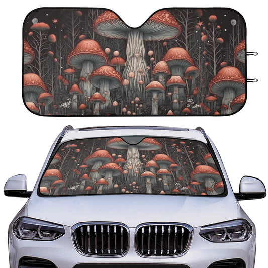 Dark Cottagecore Mushroom Car Windshield Sun Shade | Sense Forest
