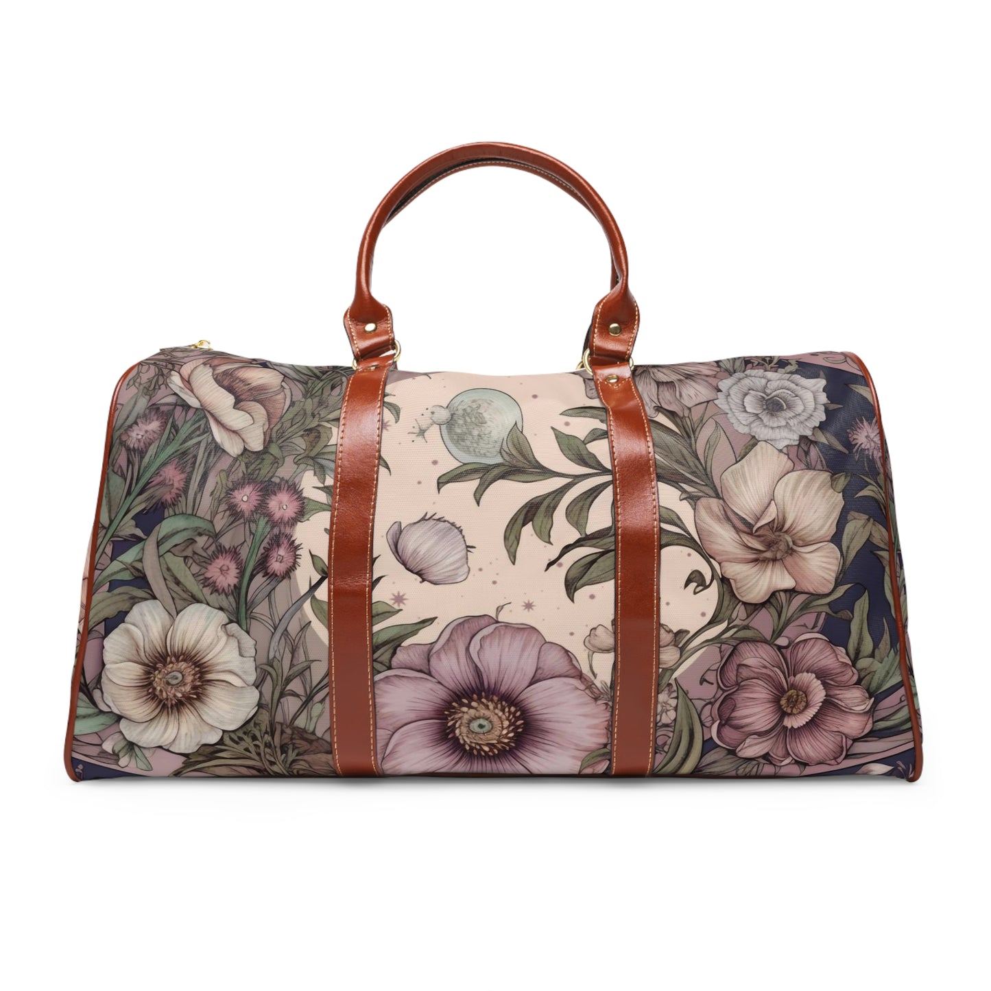 Purple poppies wildflower Cottagecore Travel Duffle Bag | Sense Forest