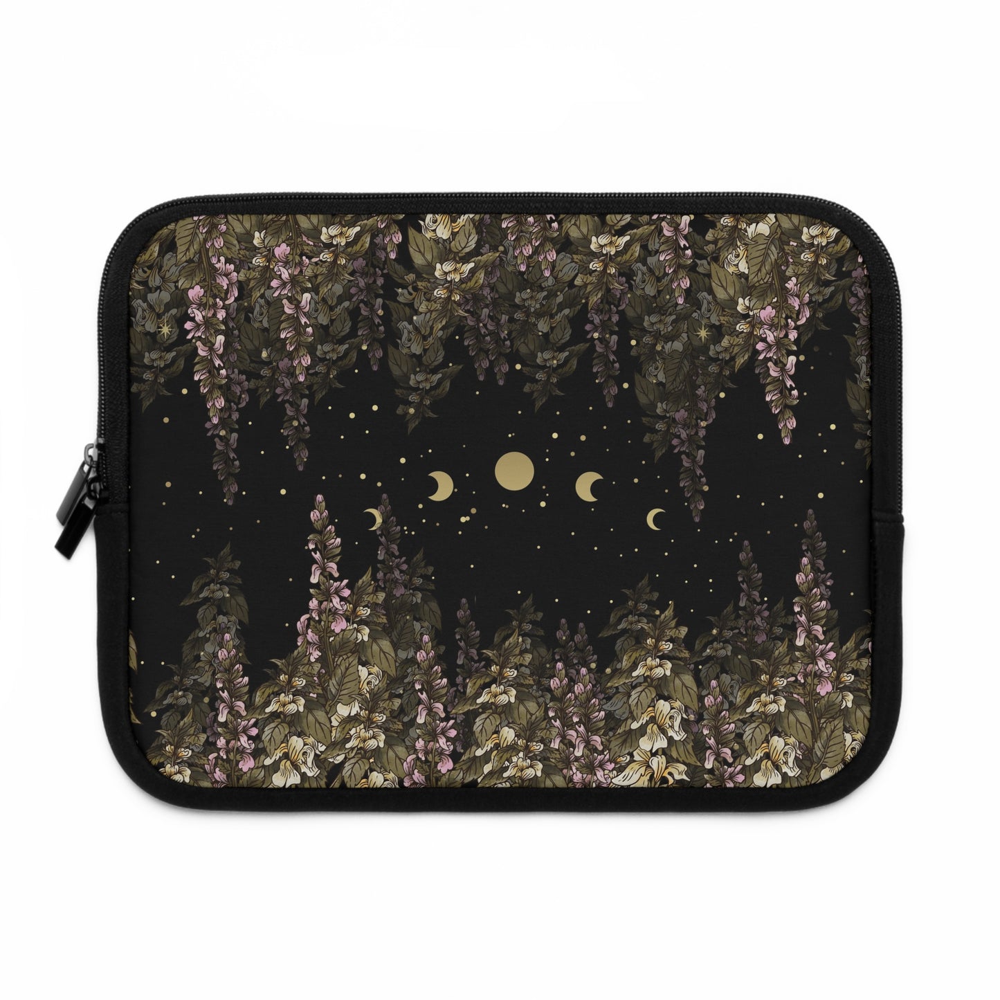 Foxglove flowers moon phase laptop sleeve travel case |Sense Forest
