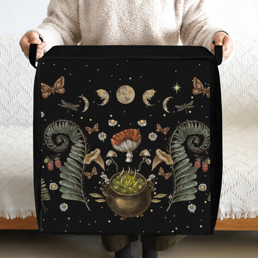 Cottagecore Fern Forest Mushroom Bedding Storage Fabric Box Bag