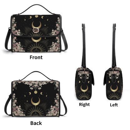 Pale Rose Moon Phase Vegan Leather Witchy Satchel Bag | Sense Forest