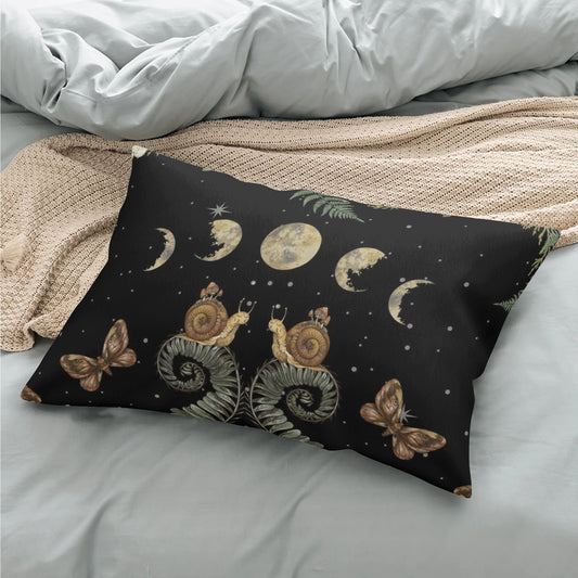 Fern Snail Moon phase Decorative Rectangular All-Over Print Pillow Case