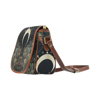 Lush Forest Moon Phase Witchy Canvas Saddle Bag | Sense Forest