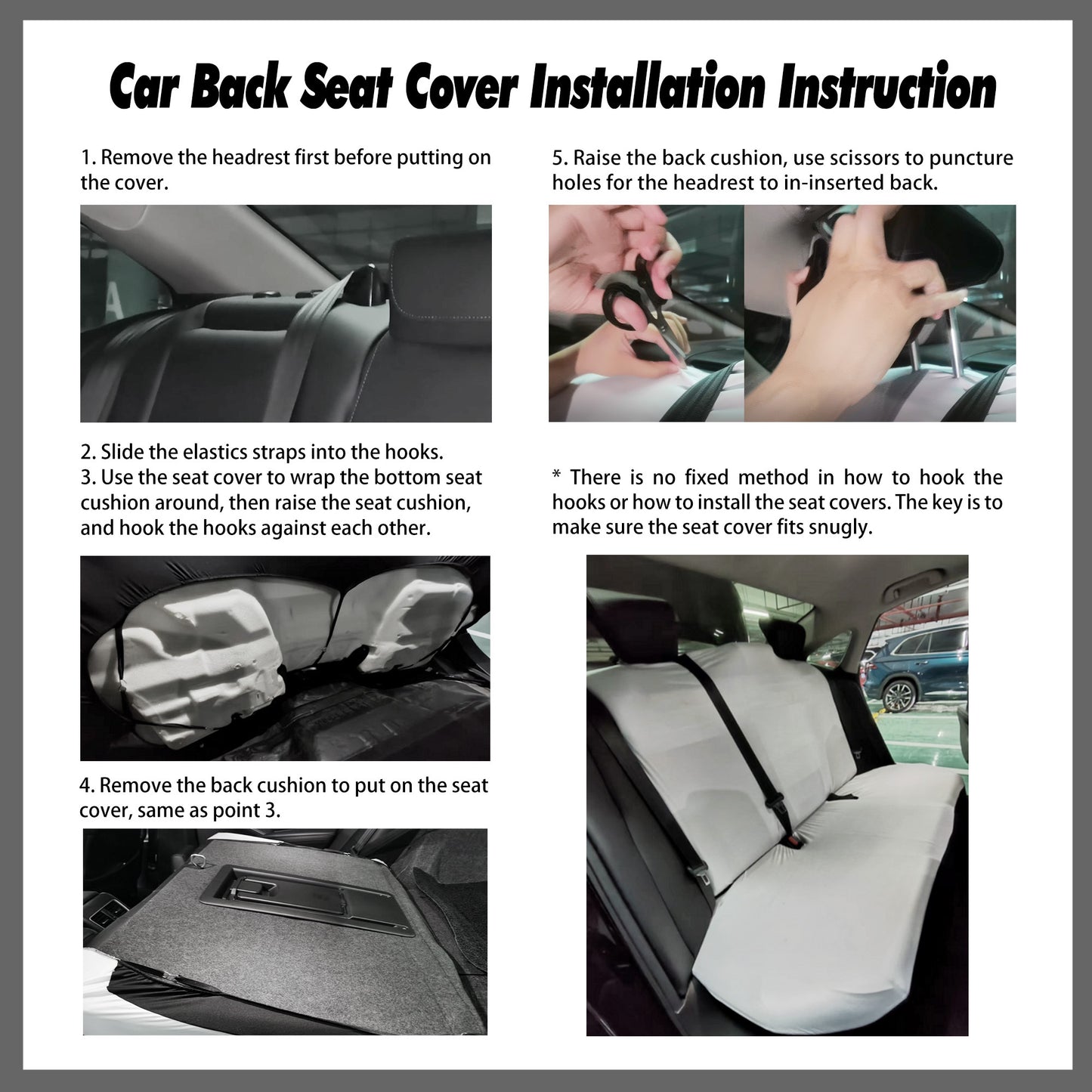Step-by-step installation guide for Halloween Spooky ghost car seat cover with Sense Forest design.