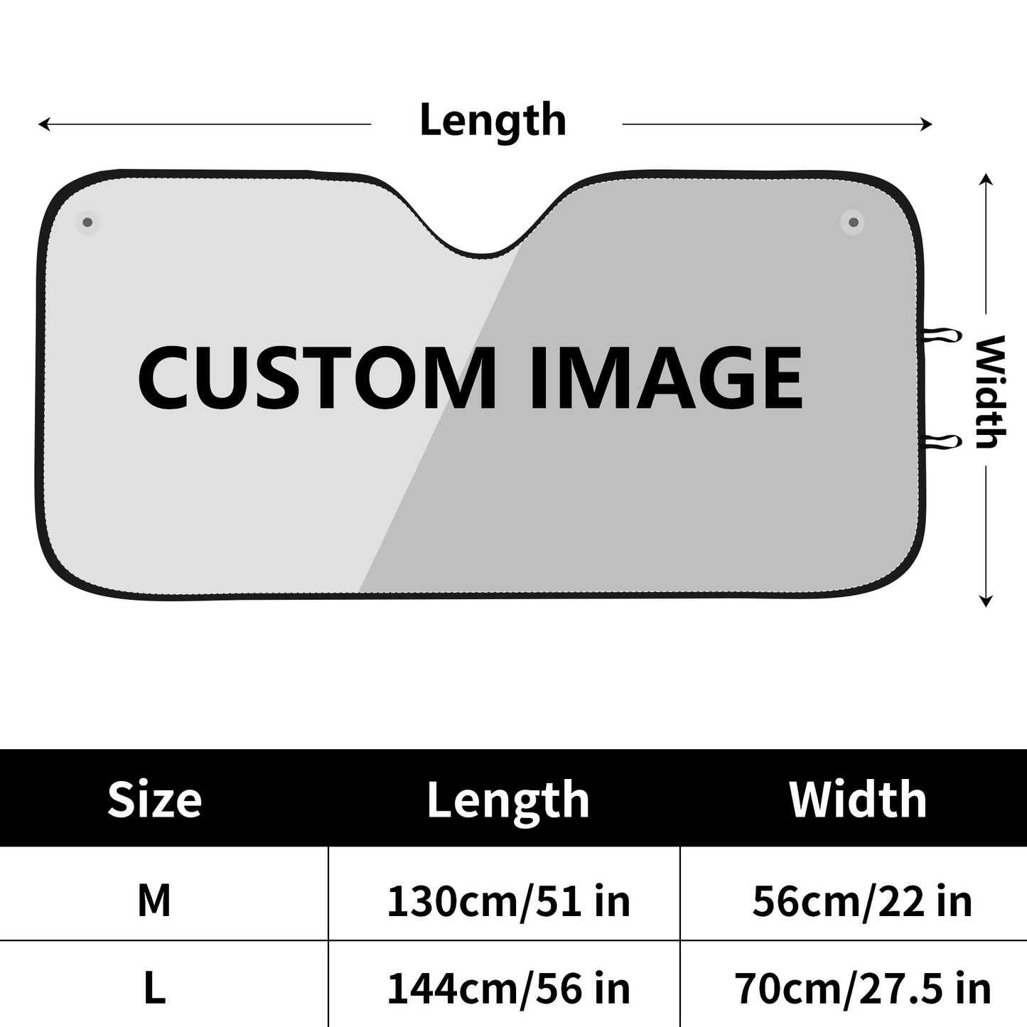 size chart of Sense forest car sun shade