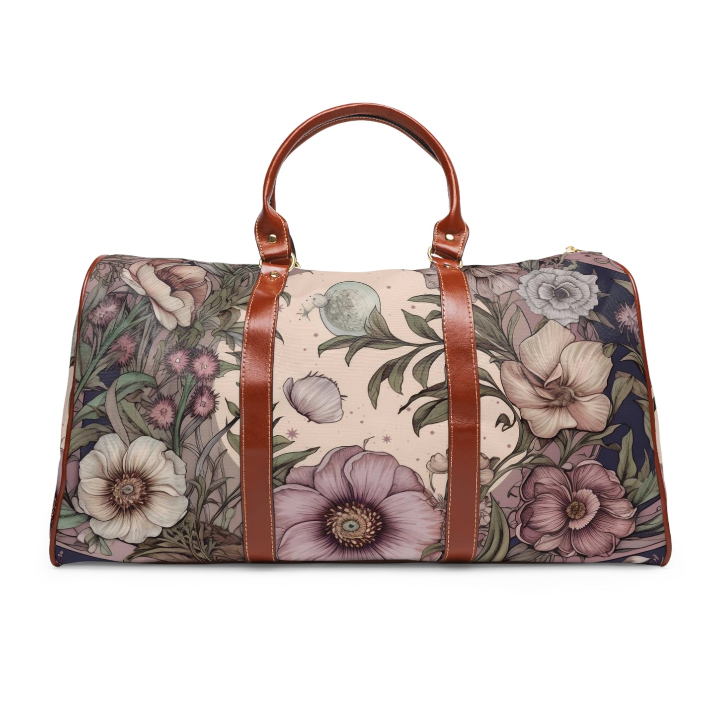 Purple poppies wildflower Cottagecore Travel Duffle Bag | Sense Forest