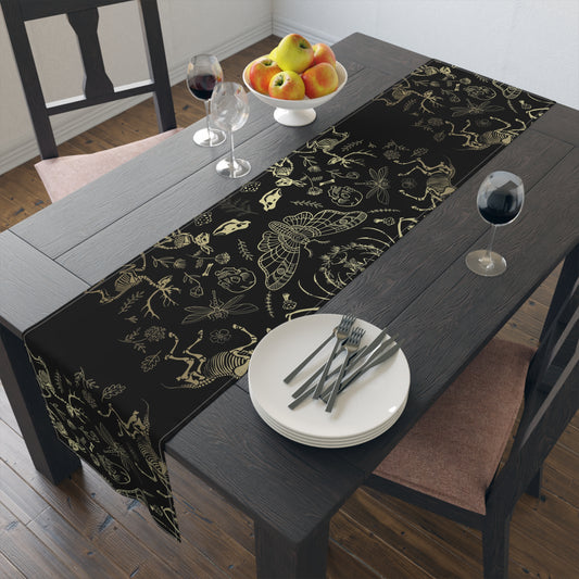 Dark academia whimsy goth dinner table runner