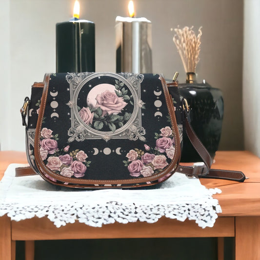 Moon Rose Witchy Canvas Saddle Bag | Sense Forest